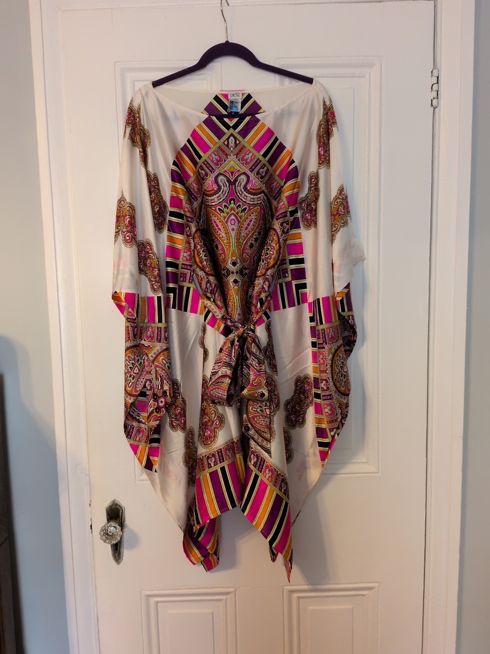Cache Multicolor Geometric Print Top — Pink, Purple, Black, Yellow, White